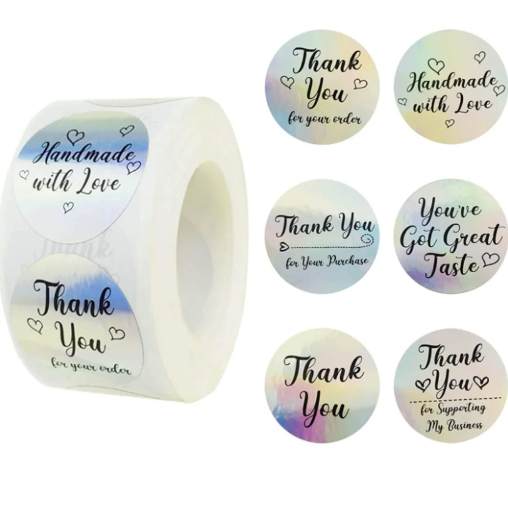1.5 Inch 600pcs Thank you Stickers. 6 Designs